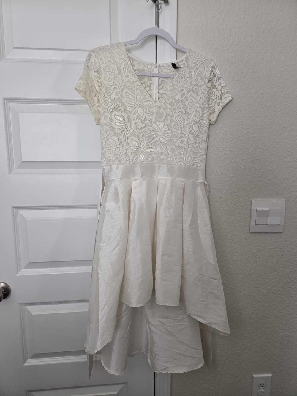 Ivory Lace Bodice High-Low Party Dress